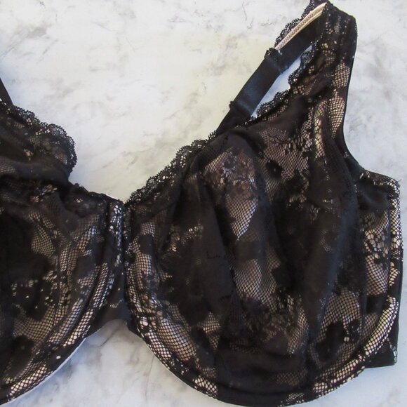 Cacique Bra 40H Black Lace Full Coverage Underwire Plus Size - Picture 3 of 6